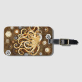 Étiquette À Bagage Octopus Steampunk Surreal Retro Style Machine Note (Devant Horizontal)