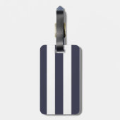 Étiquette À Bagage Oeillets roses et nom de coutume de rayures bleues (Dos Vertical)