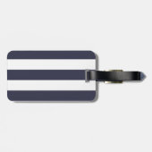 Étiquette À Bagage Oeillets roses et nom de coutume de rayures bleues (Dos horizontal)