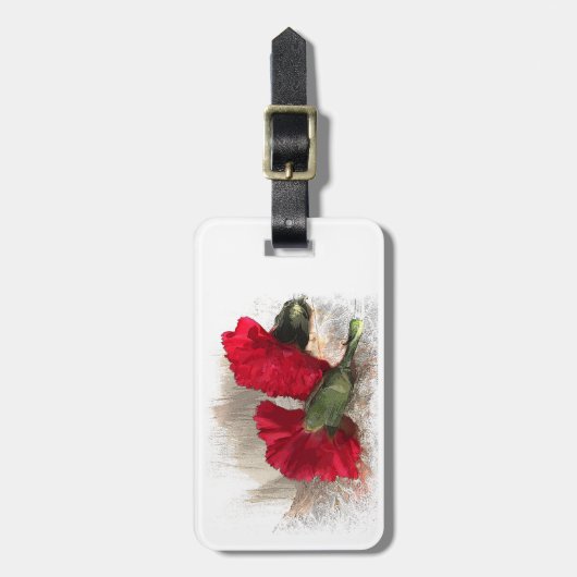 Étiquette À Bagage Oeillets rouges à Brocade (Devant Vertical)