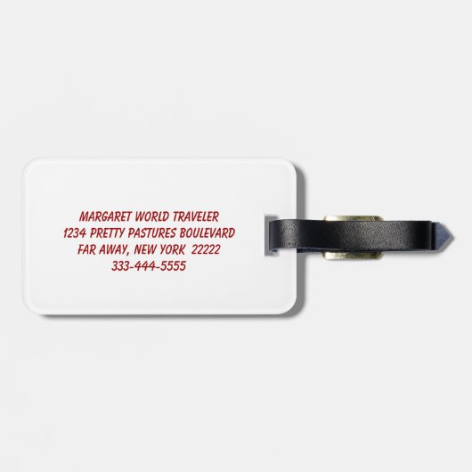 Étiquette À Bagage Oeillets rouges à Brocade (Dos horizontal)