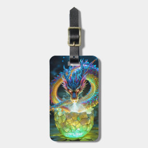 Étiquette À Bagage Œuf de dragon vert mignon de fantaisie