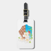 Étiquette À Bagage Oeufs en Bleu avec Fleurs et Coeur (Devant Vertical)