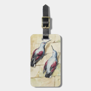 Étiquette À Bagage Oeuvre d'art à l'aquarelle d'oiseau rouge et gris