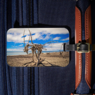 Étiquette À Bagage Oeuvres d'art sur Hokitika Beach, Nouvelle-Zélande