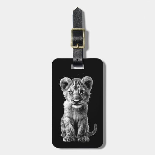 Étiquette À Bagage Oh Bébé Gros Chat Cub Gris (Devant Vertical)