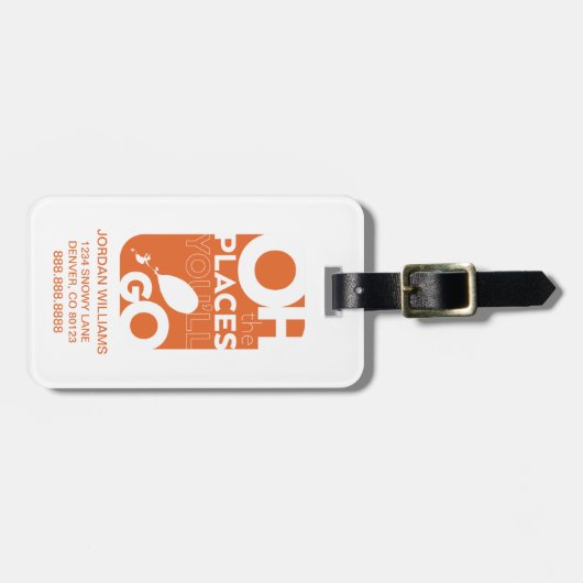 Étiquette À Bagage Oh, Les Endroits Où Tu Vas Aller ! Orange (Devant horizontal)