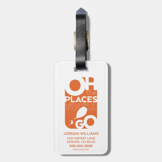 Étiquette À Bagage Oh, Les Endroits Où Tu Vas Aller ! Orange (Dos Vertical)