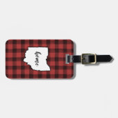 Étiquette À Bagage Ohio | Buffle rouge et noir Plaid Home State (Devant horizontal)