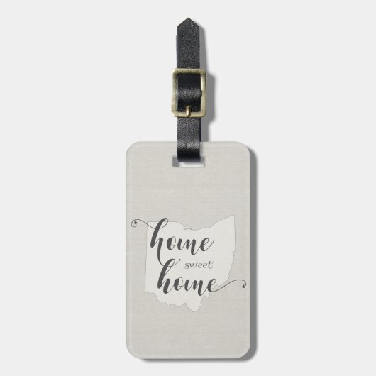 Étiquette À Bagage Ohio - Home Sweet Home burlap look (Devant Vertical)