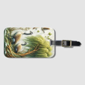 Étiquette À Bagage Oies gracieuses dans la verdure des arbres sauvage (Devant Horizontal)