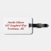 Étiquette À Bagage Oiseau (Dos horizontal)