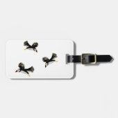 Étiquette À Bagage Oiseau Art Flying Puffins (Devant horizontal)