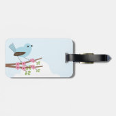 Étiquette À Bagage Oiseau bleu dans l'arbre de fleur (Dos horizontal)