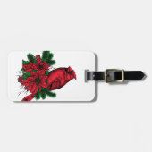 Étiquette À Bagage Oiseau cardinal, illustration de Noël (Devant horizontal)