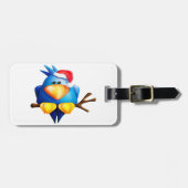 Étiquette À Bagage Oiseau Dans Un Chapeau De Père Noël (Devant horizontal)