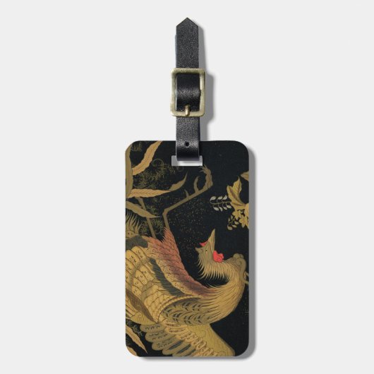 Étiquette À Bagage Oiseau de coq d'or Classique japonais Antique (Devant Vertical)