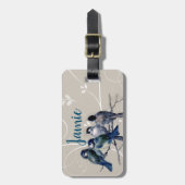 Étiquette À Bagage Oiseaux bleus sur une branche (Devant Vertical)