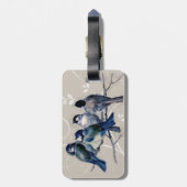 Étiquette À Bagage Oiseaux bleus sur une branche (Dos Vertical)