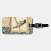 Étiquette À Bagage Oiseaux Brown et bleus dans une succursale (Devant horizontal)