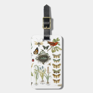 Étiquette À Bagage oiseaux et fleurs vintages