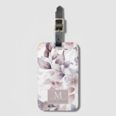 Étiquette À Bagage Oiseaux floraux baby shower nature violet et blanc (Devant Vertical)