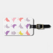 Étiquette À Bagage Oiseaux pastel rose et violet avec Birdhouse (Devant horizontal)