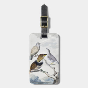 Étiquette À Bagage Oiseaux sur une branche dans un ton neutre élégant