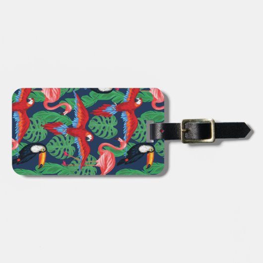 Étiquette À Bagage Oiseaux tropicaux dans des couleurs lumineuses (Devant horizontal)