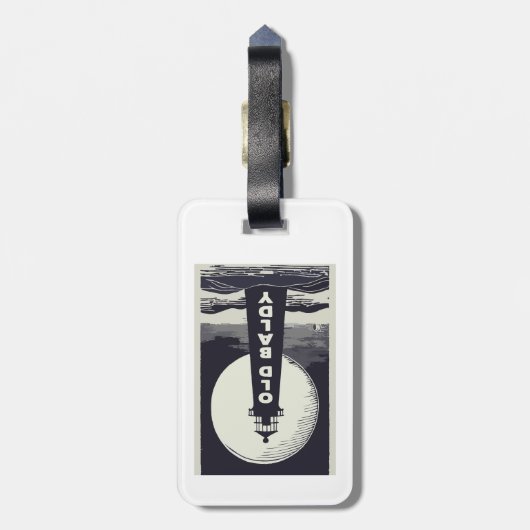 Étiquette À Bagage Old Baldy Lighthouse North Carolina Moon (Dos Vertical)