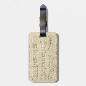 Étiquette À Bagage Old Music Notes (Dos Vertical)