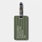 Étiquette À Bagage Olive Pinstripes (Dos Vertical)