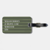 Étiquette À Bagage Olive Pinstripes (Dos horizontal)