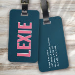 Étiquette À Bagage Ombre de monogramme rose bleu personnalisé<br><div class="desc">Offrez-vous vos bagages grâce à ce design personnalisé qui conviendra parfaitement aux voyageurs</div>