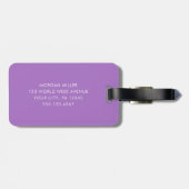 Étiquette À Bagage Ombre douce violette rayée monogramme rétro (Dos horizontal)
