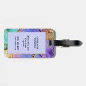Étiquette À Bagage Ombre violet, bleu d'Aqua et vert émeraude (Dos horizontal)