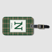 Étiquette À Bagage O'Neill Tartan Green et Tan Plaid Motif (Devant Horizontal)