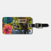 Étiquette À Bagage Opaeka'a Falls, Kauai Hawaiian Collage - Aloha (Devant horizontal)