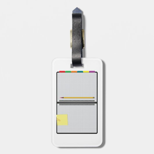 Étiquette À Bagage Open Graph Paper Notebook with Pencil (Dos Vertical)