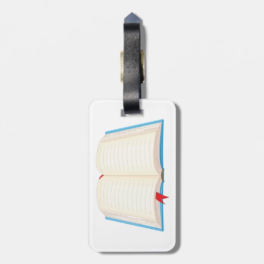 Étiquette À Bagage Open Lined Book Red Bookmark (Dos Vertical)