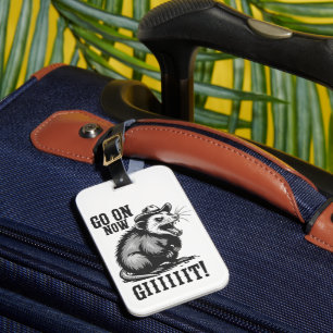 Étiquette À Bagage Opossum Cowboy Vintage Allez Maintenant Git Wester