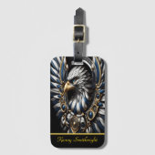 Étiquette À Bagage Or Bleu Et Aigle D'Argent (Devant Vertical)