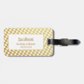 Étiquette À Bagage Or et étiquette blanche de bagage de monogramme de (Dos horizontal)