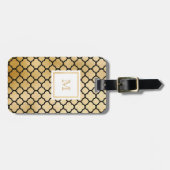 Étiquette À Bagage Or, étiquette blanche de bagage de quatrefoil de (Devant horizontal)