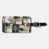 Étiquette À Bagage Or moderne famille multi photo élégant or noir (Devant horizontal)