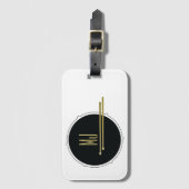 Étiquette À Bagage Or Noir Batteur Monogramme (Devant Vertical)