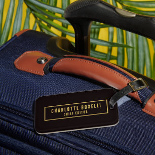 Étiquette À Bagage Or & Noir Minimaliste Moderne Professionnel