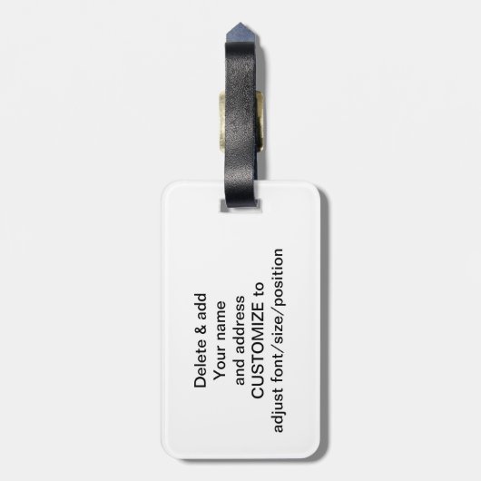 Étiquette À Bagage Or pourpre et monogramme noir (Dos Vertical)