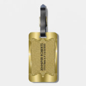 Étiquette À Bagage Or Revêtement métallique avec Diamants Motif 2 (Dos Vertical)