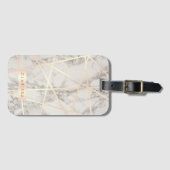 Étiquette À Bagage Or rose de joli poussin élégant et marbre blanc (Devant Horizontal)